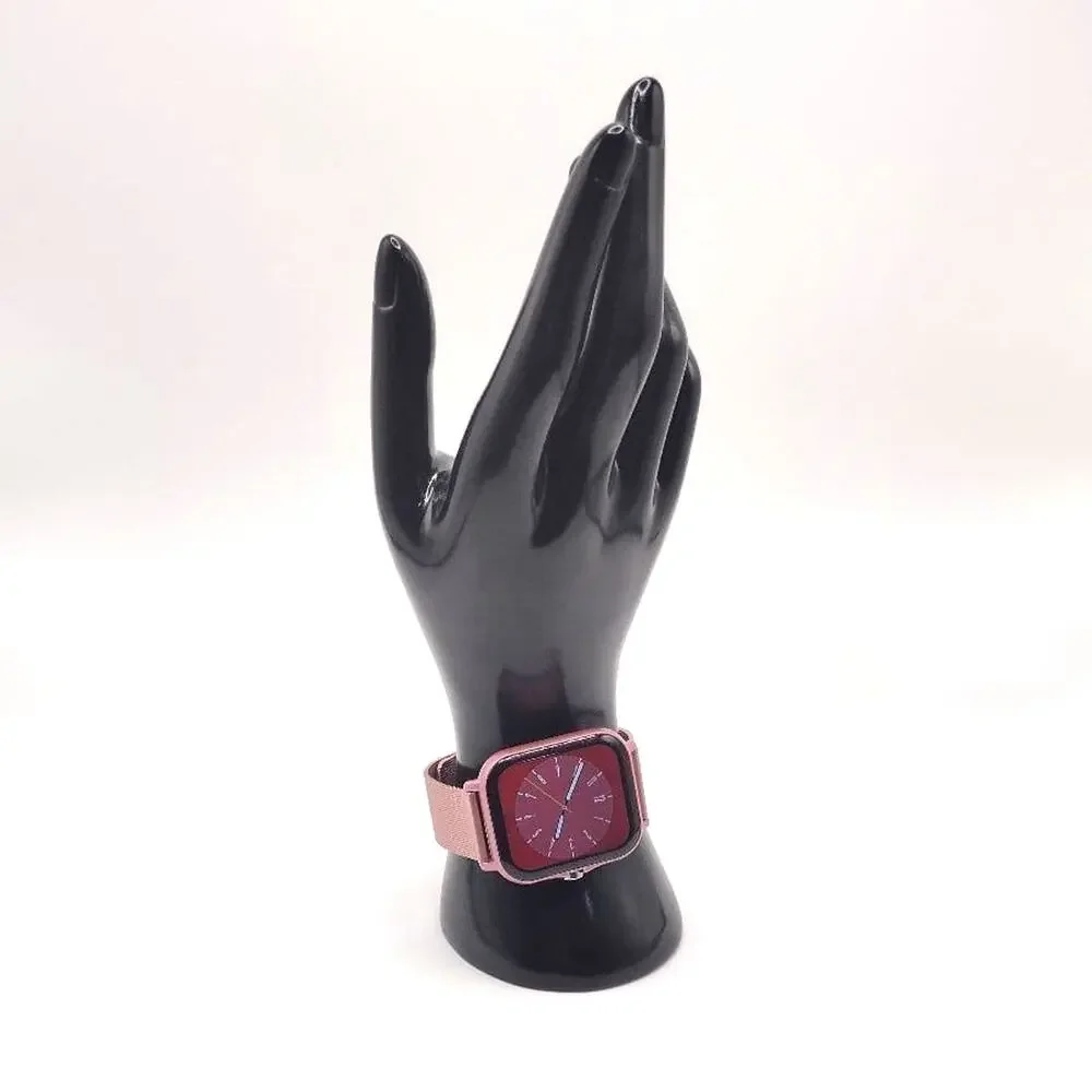 Pink Smartwatch Stainless Steel for Android or Apple Fitness Sleep Heart Tracker - Picture 1 of 10